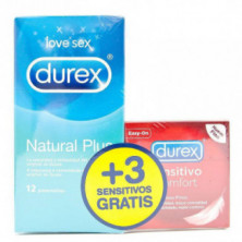 Durex Natural Plus 12 Preservativos + 3 Sensitivo Contacto Total