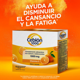 Cebion Vitamina C 1000 mg Defensas, 12 Sobres Sabor Naranja