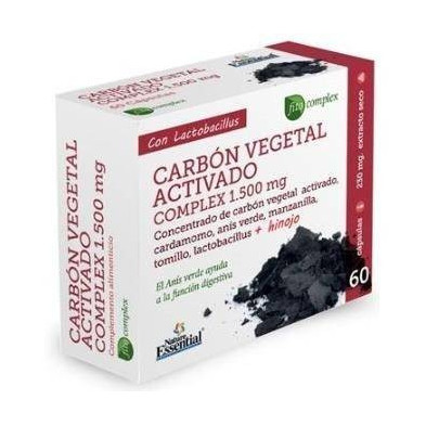 Carbon Vegetal Activado Complex 1500 mg Ext Seco 60 Capsulas Nature Essential