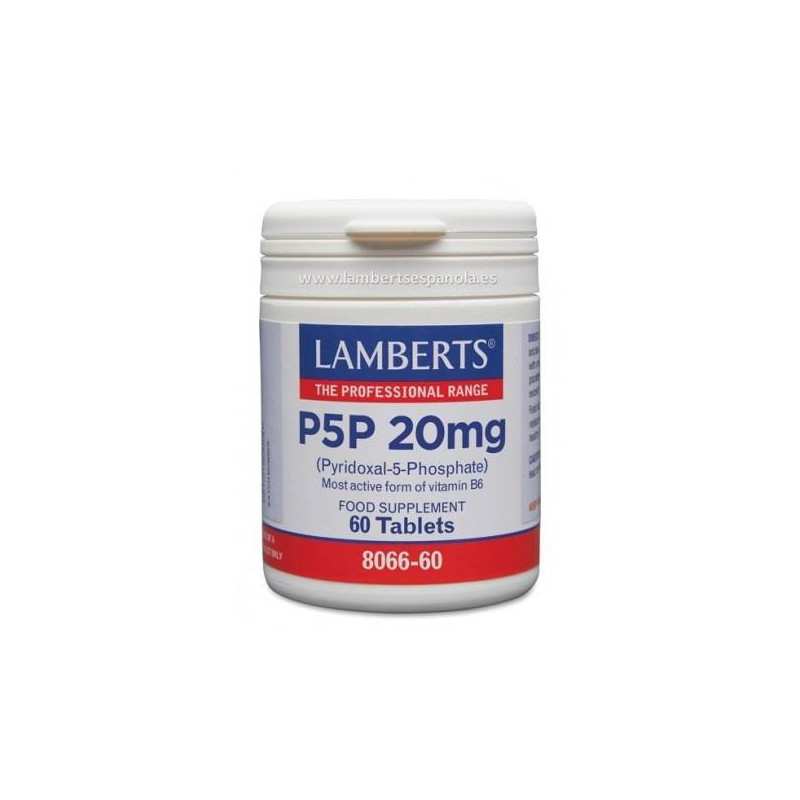 P5P 20 mg Piridoxal-5-Fosfato 60 Comprimidos Lamberts