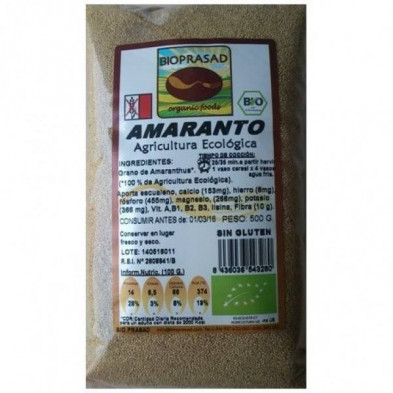 Amaranto Bio 500 gr Sin Gluten y Sin Lactosa Bioprasad