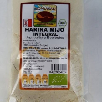 Harina de Mijo Bio 500 gr Sin Gluten y Sin Lactosa Bioprasad