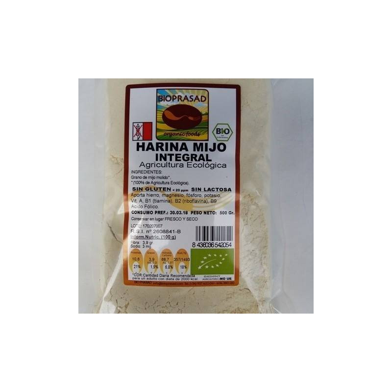 Harina de Mijo Bio 500 gr Sin Gluten y Sin Lactosa Bioprasad