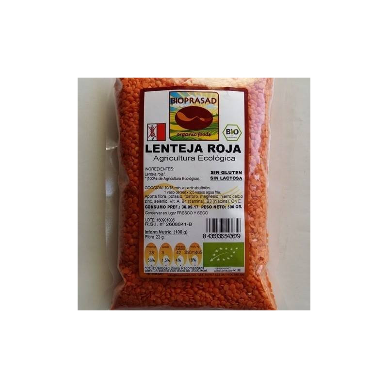 Lentejas Rojas Bio 500 gr Sin Gluten Y Sin Lactosa Bioprasad