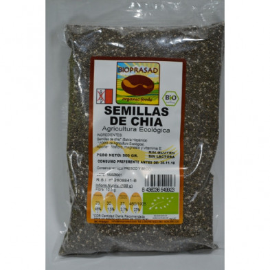 Semillas de Chia Bio 500 gr Sin Gluten y Sin Lactosa Bioprasad