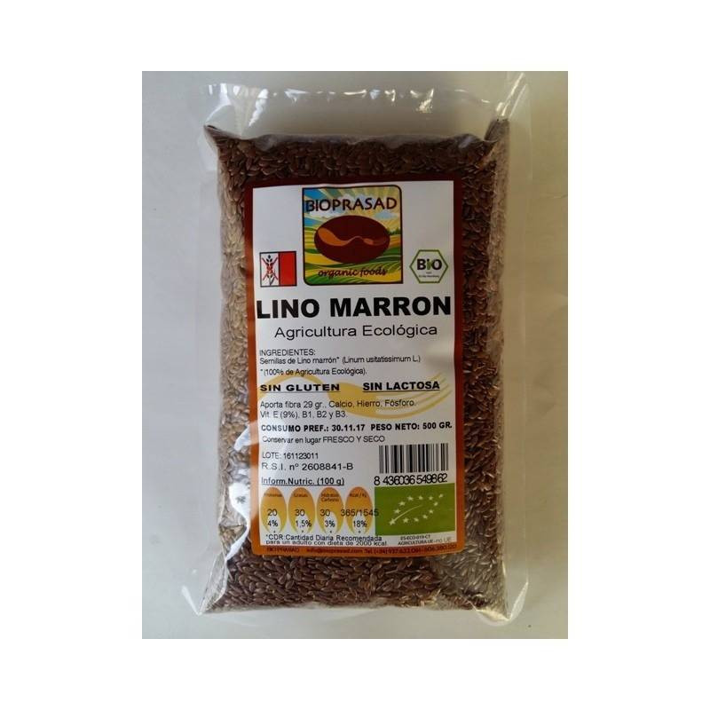 Semillas de Lino Marron Bio 500 gr Sin Gluten y sin Lactosa Bioprasad