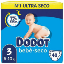 Dodot Bebé Seco Pañal Talla 3 (6-10 kg) 40 uds.