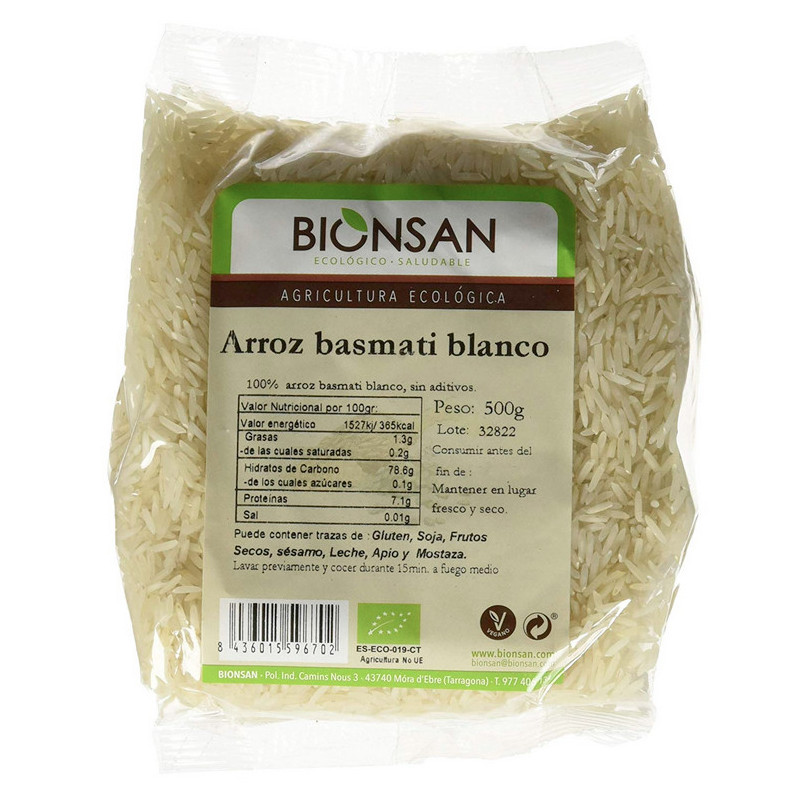 Arroz Basmati Blanco Ecológico 500 gr Bionsan