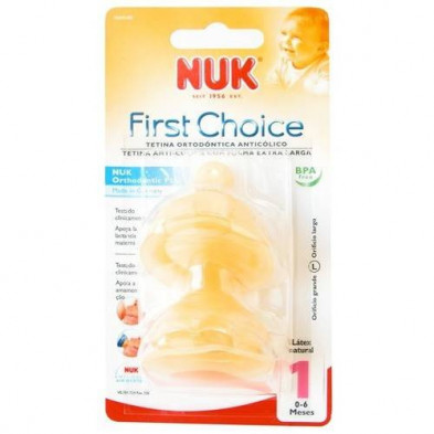 Tetina Ancha Alimento First Choice Talla 1 L Latex 2 Unidades Nuk