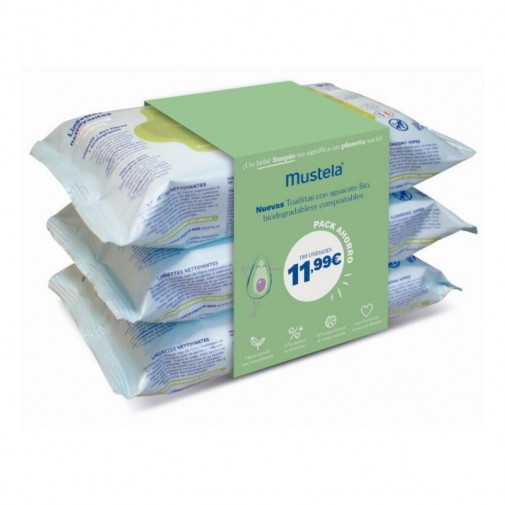 Mustela Trío Toallitas Limpiadoras 3X60 Uds