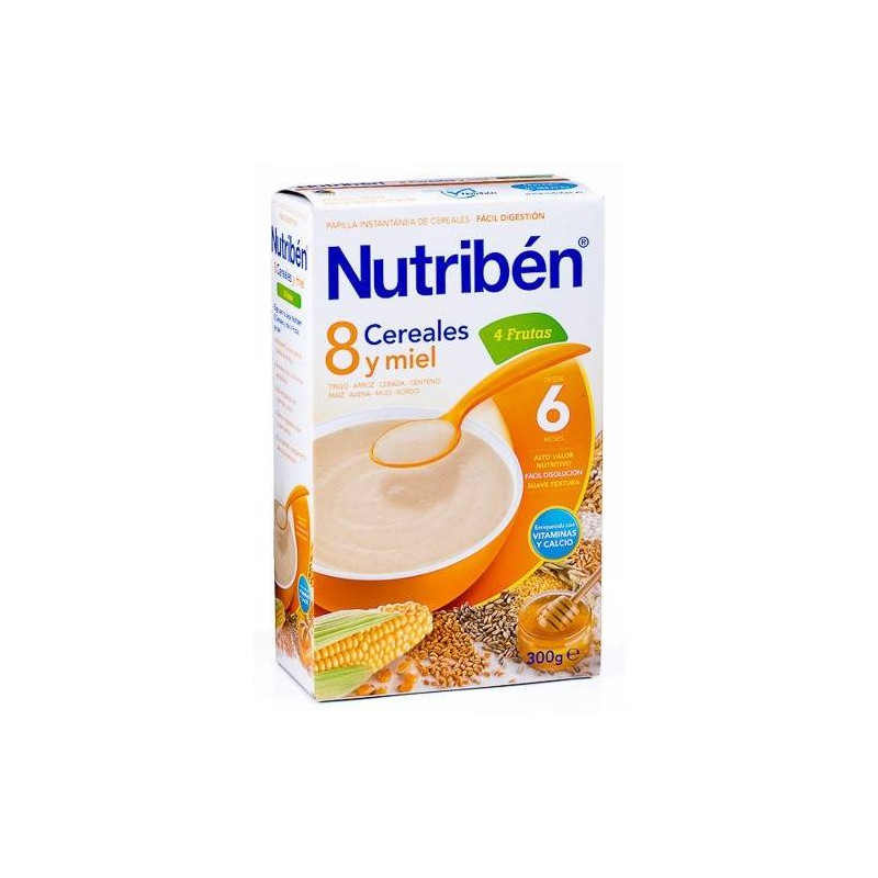 Papilla a Base de 8 Cereales con Miel y Frutas 300gr Nutribén