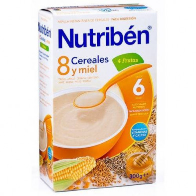 Papilla a Base de 8 Cereales con Miel y Frutas 300gr Nutribén