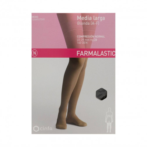 Medias Largas Blonda A F Compresión Normal Talla M Color Negro Farmalastic