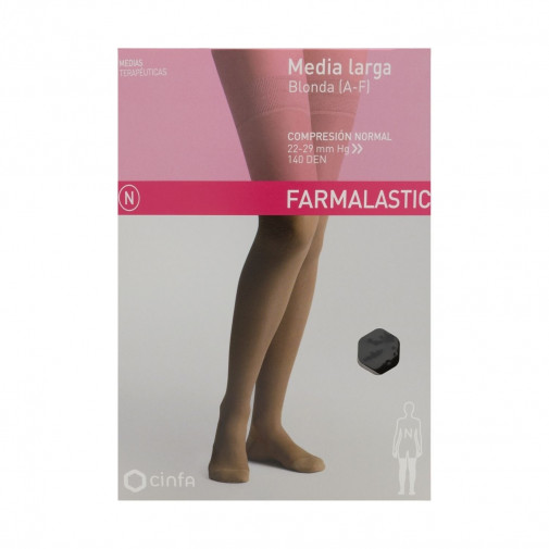 Medias Largas Blonda A-f Compresión Normal Talla Xl Color Negro Farmalastic