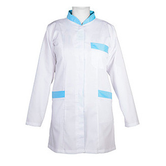 Bata Blanca Cuello Mao Blanca y Azul Mediana 177 Ortotex Medical