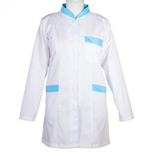 Bata Blanca Cuello Mao Blanca y Azul Mediana 177 Ortotex Medical