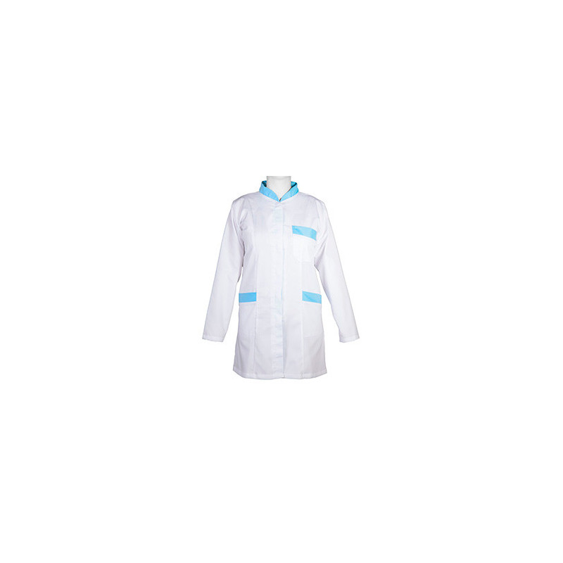 Bata Blanca Cuello Mao Blanca y Azul Mediana 177 Ortotex Medical