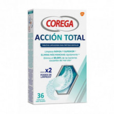 Corega Acción Total Tabletas Limpiadoras Uso Diario 36 uds