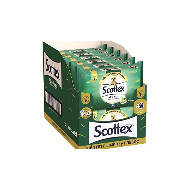 Scottex Papel Higiénico Húmedo Multicolor Con Aloe Vera 77 Unidades