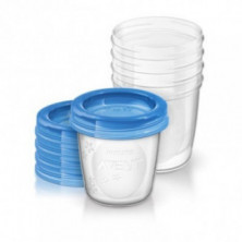 Set de Recipientes de Leche Materna 5 Vasos + Tapa 240 ml Avent