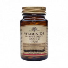 Vitamina D3 1000 UI 25 mcg Solgar 100 Comprimidos Masticables