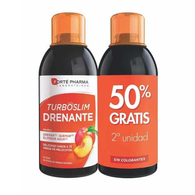 Forte Pharma Turboslim Drenante  Sabor Té Verde y Melocotón Duplo 2x500 ml