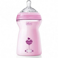 Chicco Biberón Natural Feeling rosa, 330 ml, 6m+