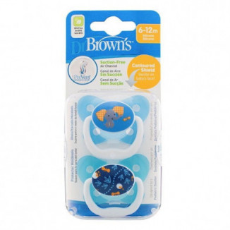 Chupete Prevent 6-12 Meses 2 Unidades Dr Browns Azul