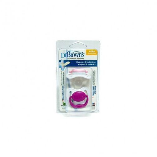 Chupete Perform Ortodóntico Dr. Brown'S 2Uds Color Rosa/Fucsia, Talla 6 18Mm