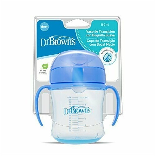 Vaso De Transición De Boquilla Suave Azul 180ml Dr Brown's
