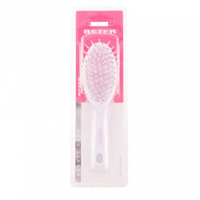 Cepillo Neumático Ovalado Púas Nylon Color Blanco 17,5 cm Beter