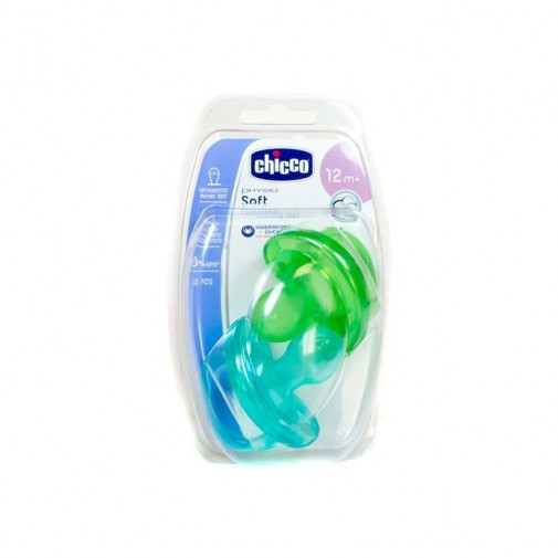 Chicco Chupete Physio Soft Silicona Todogoma Anatómico 2Uds 12M Verde