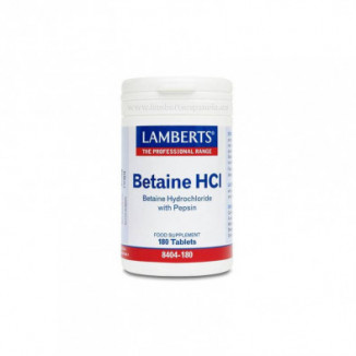 Betaina HCL 324 mg/Pepsina 5 mg 180 Comprimidos Lamberts