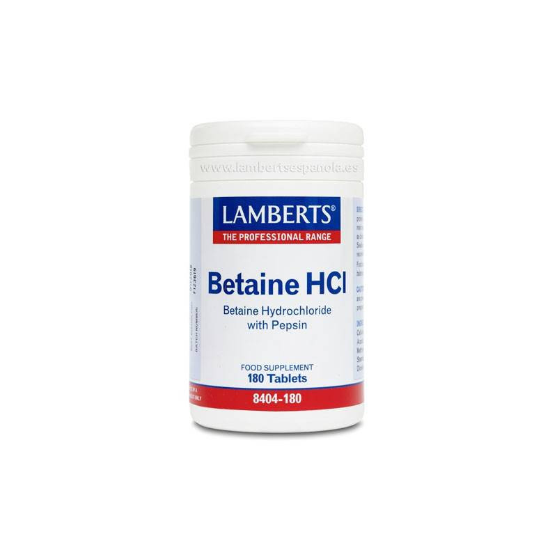 Betaina HCL 324 mg/Pepsina 5 mg 180 Comprimidos Lamberts