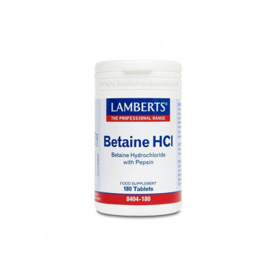 Betaina HCL 324 mg/Pepsina 5 mg 180 Comprimidos Lamberts