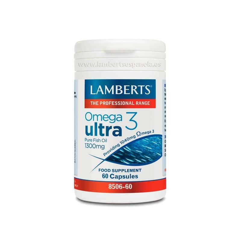 Omega 3 Ultra Aceite de Pescado Puro 1300 mg 60 Cápsulas Lamberts