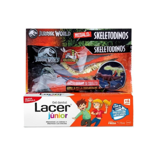 Lacer Junior Gel Dental Fresa 75ml + Dinosaurio Luminoso Regalo