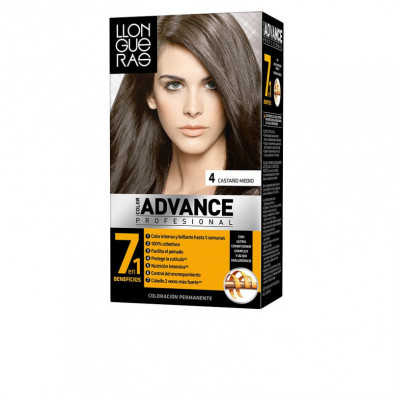 Color Advance Tinte para Cabello Color 4 Castaño Medio 230 ml Llongueras