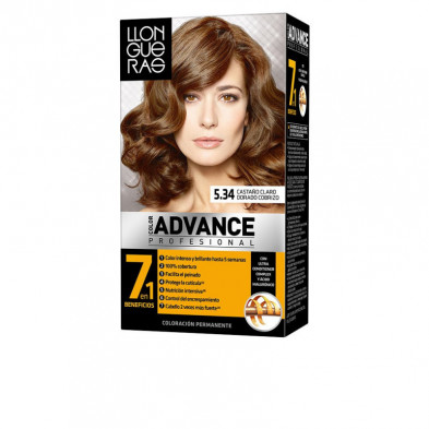 Color Advance Tinte para Cabello Color 5,34 Castaño Claro Dorado Cobrizo 230 ml Llongueras