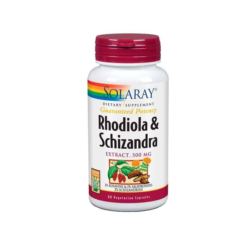 Schizandra y Rhodiola 500 mg 60 Cápsulas Vegetales Solaray