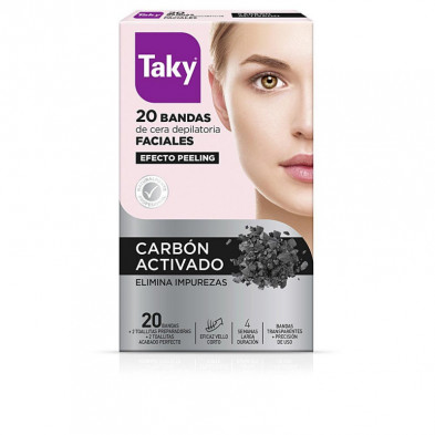 Carbon Activado Bandas Cera Faciales Depilatorias 20 Unidades Taky