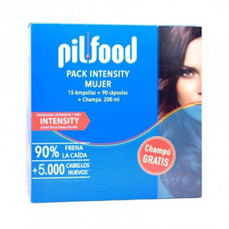 Pilfood Pack Intensity Mujer 15 Ampollas + 90 Cápsulas + Champú Anticaída 200ml