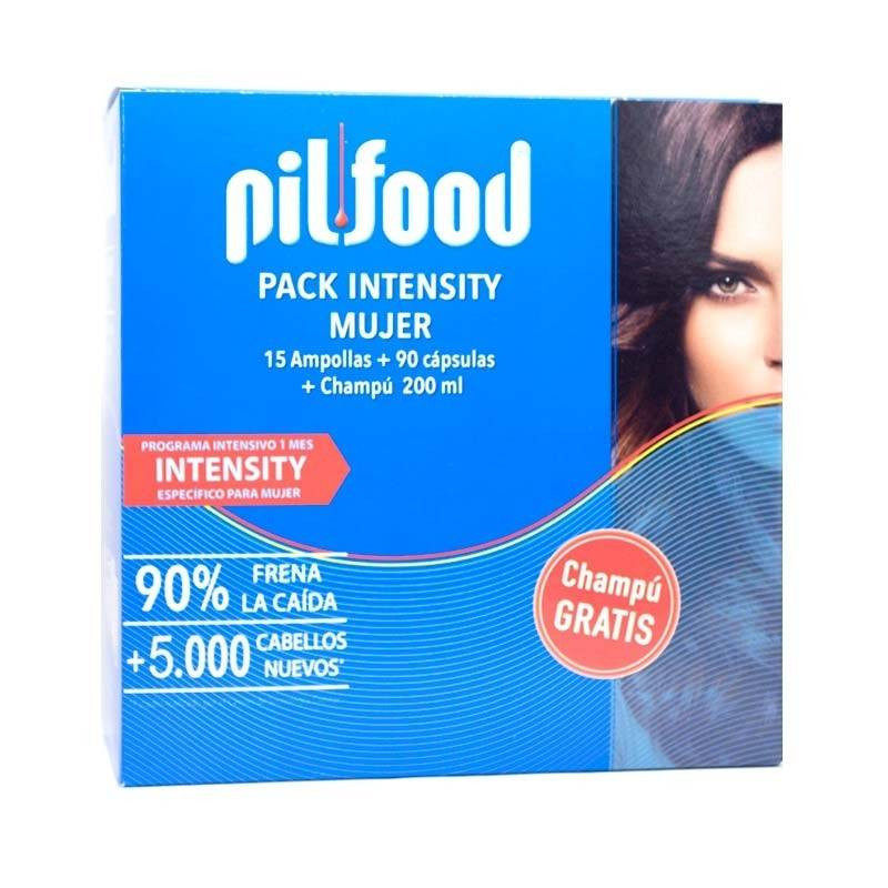 Pilfood Pack Intensity Mujer 15 Ampollas + 90 Cápsulas + Champú Anticaída 200ml