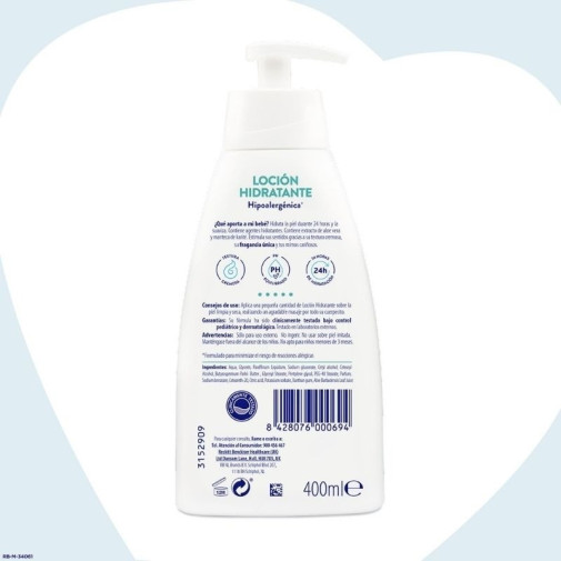 Nenuco Sensitive Loción Hidratante Hipoalergénica Para Bebé 400ml