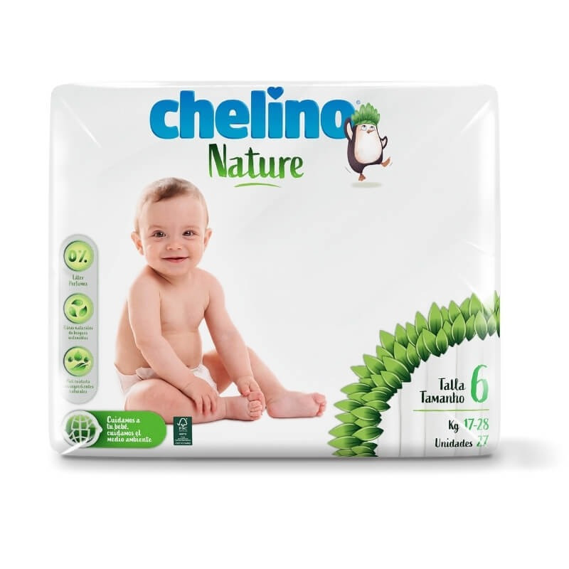 Pañales Chelino Nature Talla 6 (17-28 kg) 27 Unidades