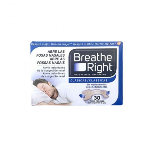 Breathe Right Tiras Nasales Adhesivas Clásicas Pequeñas 30u
