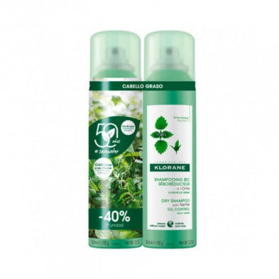 Champú Seco a la Ortiga Cabello Graso 2x150 ml Klorane