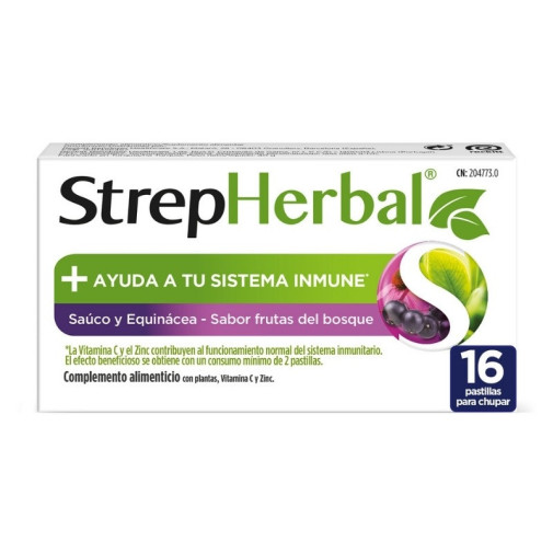 Strepherbal Saúco Y Equiácea Sabor Frutas Del Bosque 16 Pastillas