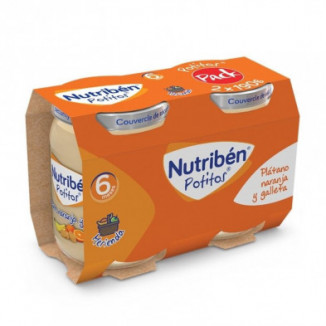 Pack Potito Plátano Naranja y Galleta 2x190 gr Nutriben