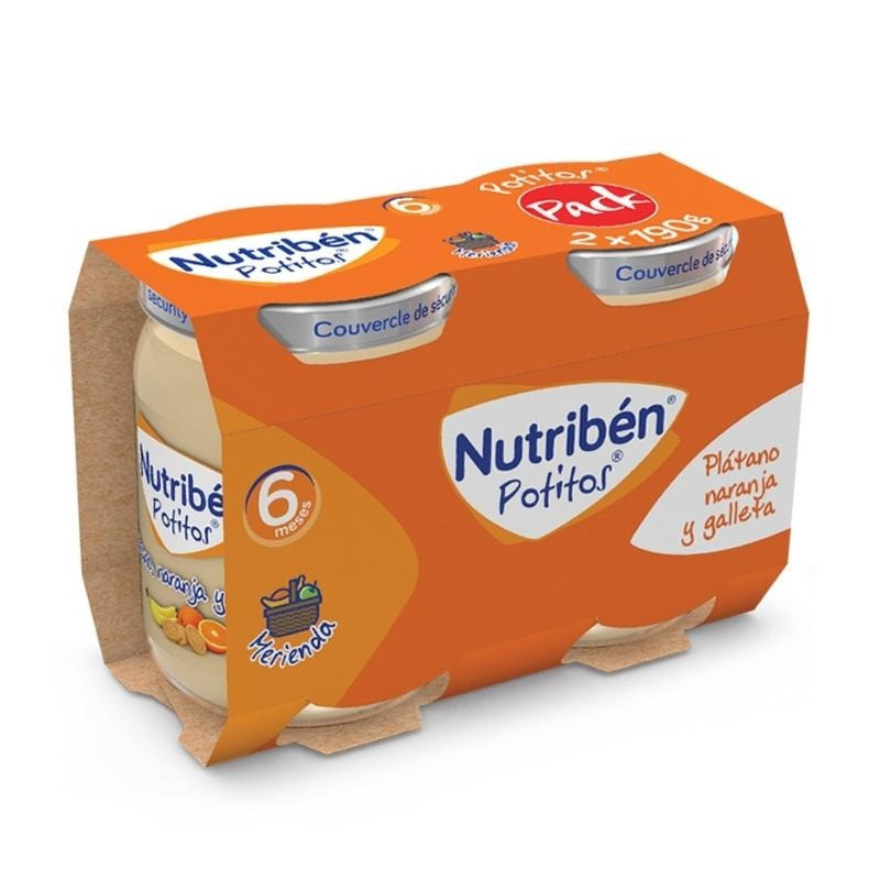 Pack Potito Plátano Naranja y Galleta 2x190 gr Nutriben